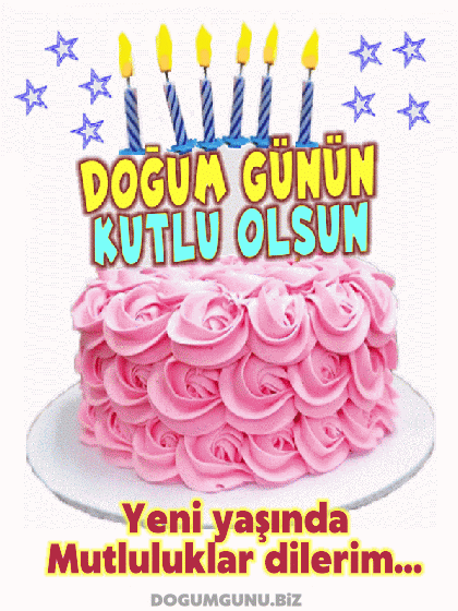 Pasta, yanan mumlar doğum günü gif mesaj