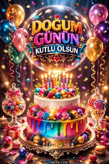 Balonlu doğum günü tebrik kartı