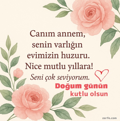 Anneye doğum günü tebrik kartı