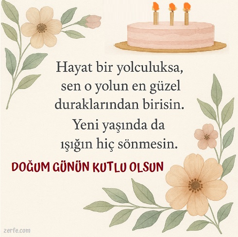 Doğum günü kart çiçekli