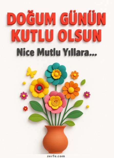 Çiçekli Doğum Günü Tebrik Kartı