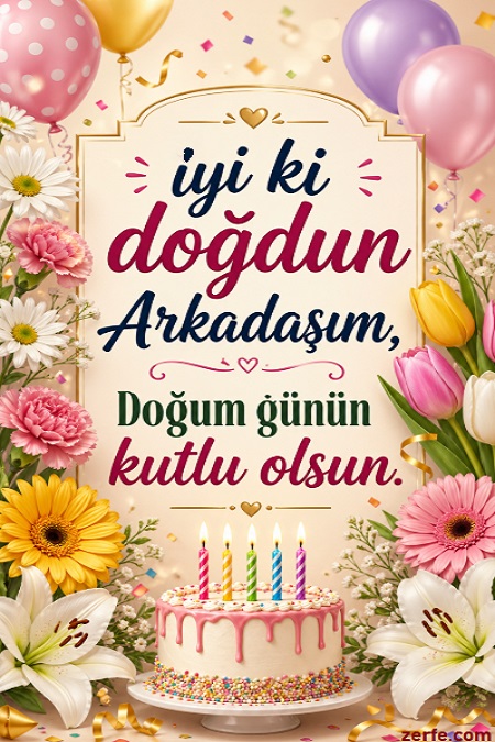 Arkadaşa Doğum Günü Kartı