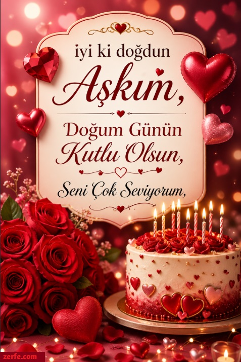 Aşkına Doğum Günü Tebrik Kartı