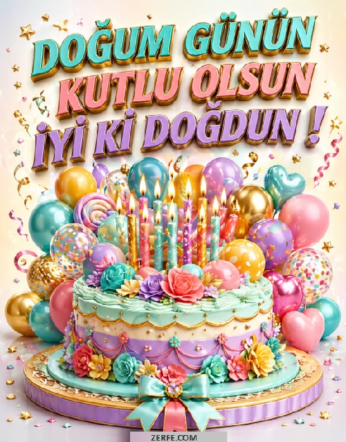 Balonlu Doğum Günü Tebrik Kartları