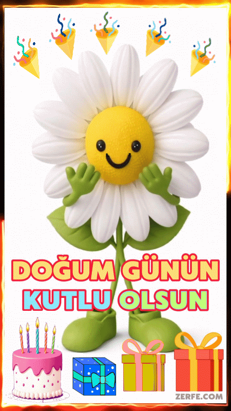Papatyalı Doğum Günü tebrik gif