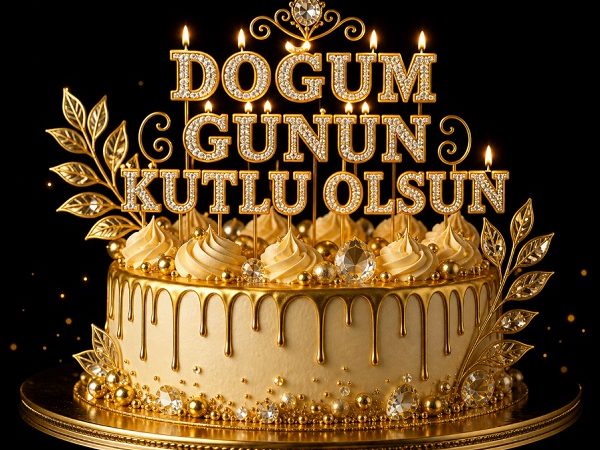 Altın Konseptli Doğum Günü Tebrik kartları